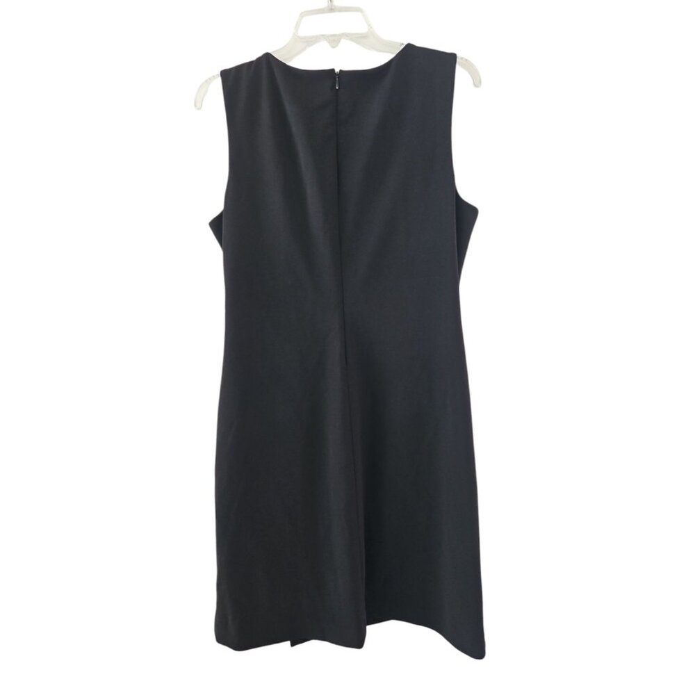 Ralph Lauren Size 14P Black Ivory Sleeveless Ruffle Front Knee Length Dress New - Picture 2 of 3